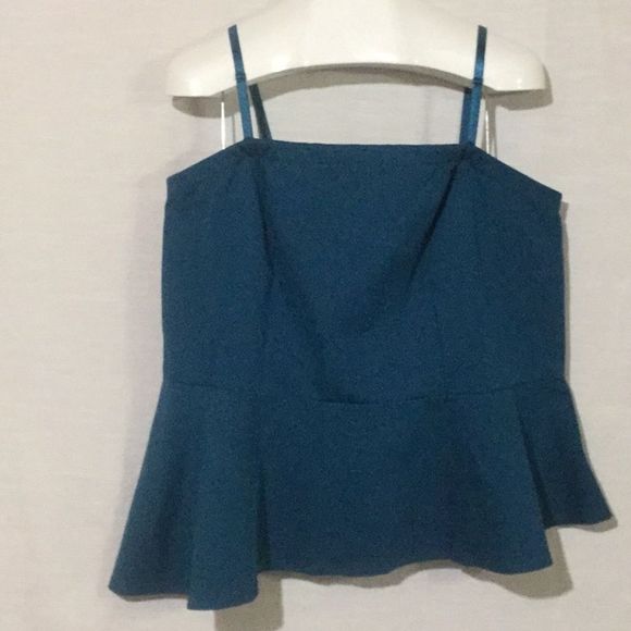 Lane Bryant Tops - Lane Bryant Sleeveless Peplum Teal Top with Adjustable Straps